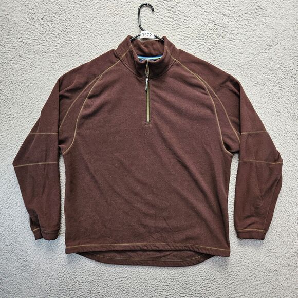 Tommy Bahama Sweater Pullover Mens Size XL Brown 1/4 Zip - Picture 1 of 9